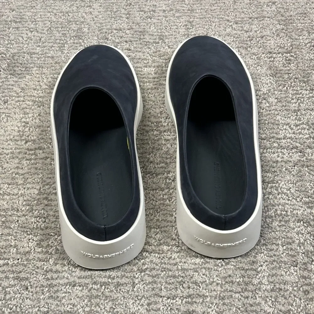 Wolf & Shepherd Cruise Navy Leather Slip On Mules Shoes Mens US 7.5 EU 40.5 New